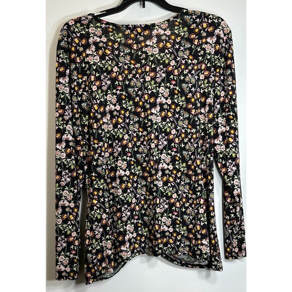 INC International Concepts Top Sz PL Floral Ruched Front Button Up V-Neck Blouse - Picture 4 of 11